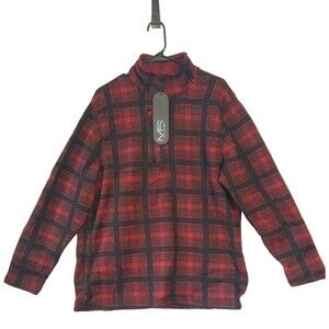 Mack Russo Pullover Sweater Men's Size L Plaid Red /Black 1/4 Zip Casual NWT